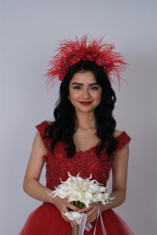 Hydrangea Stone Feathered Design Bridal Henna Crown