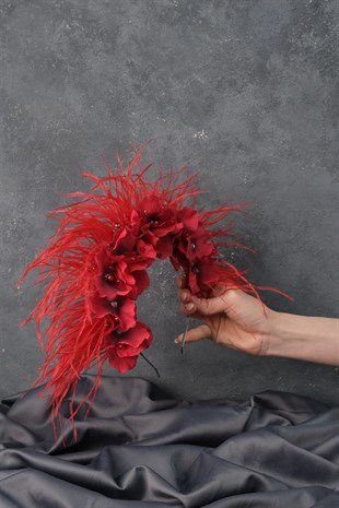Hydrangea Stone Feathered Design Bridal Henna Crown