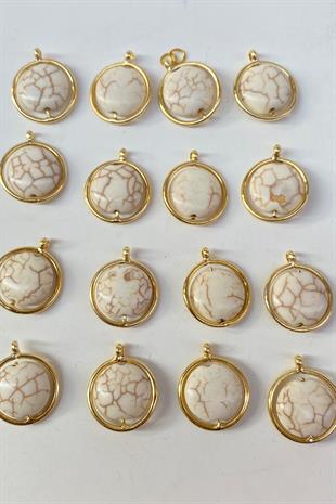 Oval Natural Stone Gold Detailed Necklace