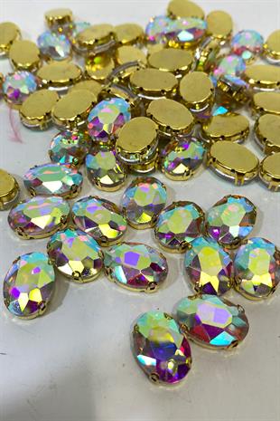 Oval Kasalı Beyoğlu Taşı Dikme Cam Boncuk 5 Adet