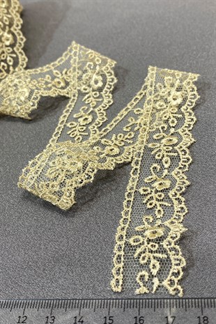 Oyma Desenli Kenar Güpür Dantel Fisto 9 mt