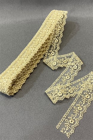 Oyma Desenli Kenar Güpür Dantel Fisto 9 mt