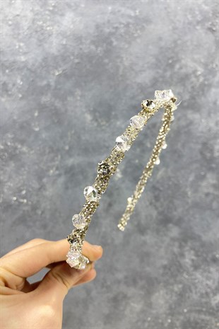 Özel Tasarım Full Parlak Taşlı Gelin Tacı