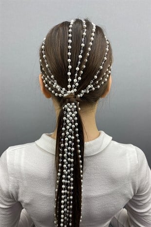 Özel Tasarım İncili Gelin Tacı Saç Aksesuarı