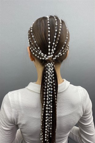 Özel Tasarım İncili Gelin Tacı Saç Aksesuarı