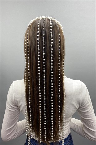 Özel Tasarım İncili Gelin Tacı Saç Aksesuarı