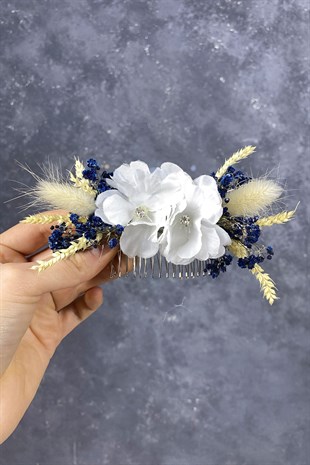 Özel Tasarım Taşlı Çiçekli Taraklı Saç Tokası