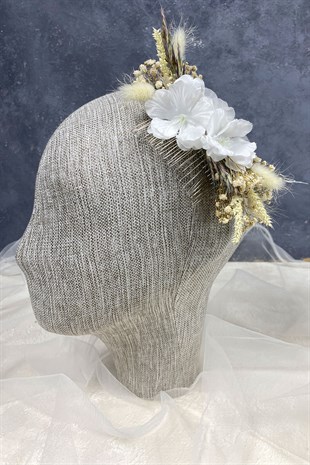 Özel Tasarım Taşlı Çiçekli Taraklı Saç Tokası