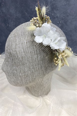 Özel Tasarım Taşlı Çiçekli Taraklı Saç Tokası