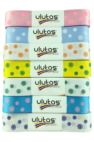 Papatya Baskılı Grogren Kurdele 2,5 Cm