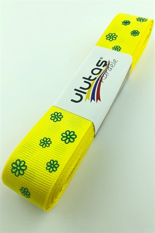 Papatya Baskılı Grogren Kurdele 2,5 Cm