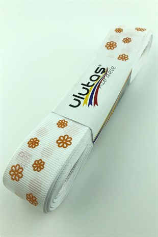 Papatya Baskılı Grogren Kurdele 2,5 Cm