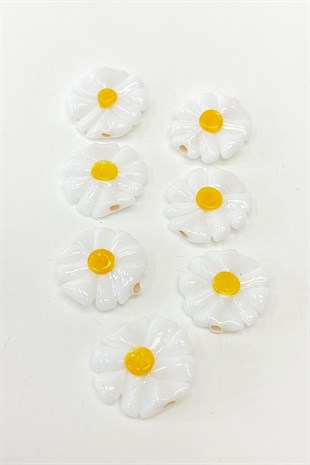 Daisy Glass Pendant Bracelet Tip White 1 Pcs
