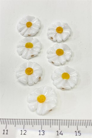 Daisy Glass Pendant Bracelet Tip White 1 Pcs