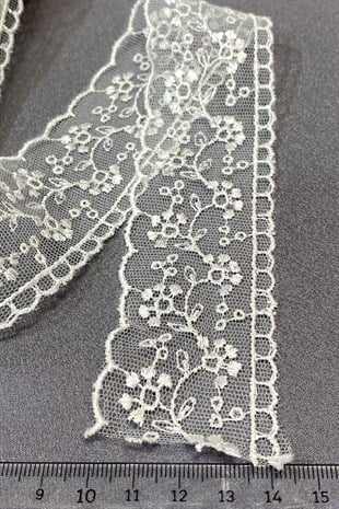 Papatya Desenli Kenar Güpür Dantel Fisto 9 mt