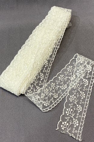 Papatya Desenli Kenar Güpür Dantel Fisto 9 mt