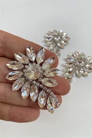 Papatya Desenli Ütüyle Yapışan Parlak Taşlı Aplik