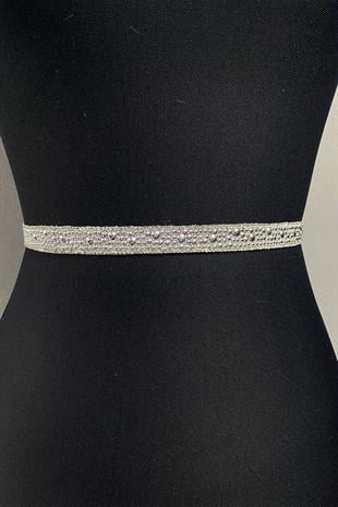 لامعة خرزة فضية مطرزة حجر مساء اللباس الحزام