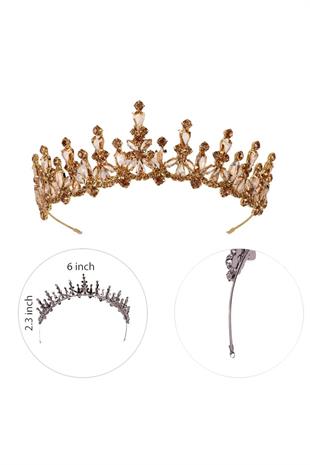 Sparkling Shuttle Stone Bridal Tiara Costume Crown for Henna Night