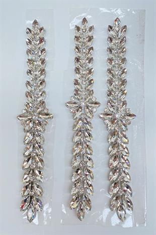 شريط زخرفي رقيق مطرز بأحجار لامعة قطعة واحدة