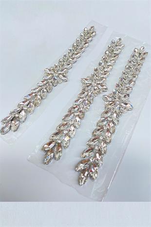 شريط زخرفي رقيق مطرز بأحجار لامعة قطعة واحدة