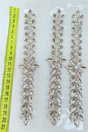 شريط زخرفي رقيق مطرز بأحجار لامعة قطعة واحدة