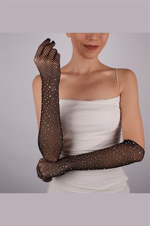 Shiny Stone Mesh Gloves Party And Dance Gloves