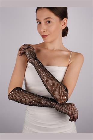 Shiny Stone Mesh Gloves Party And Dance Gloves