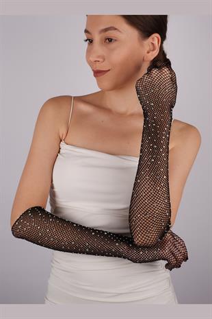 Shiny Stone Mesh Gloves Party And Dance Gloves