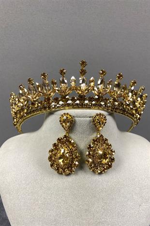 Pedro Stone Bridal Henna Crown And Earring Set