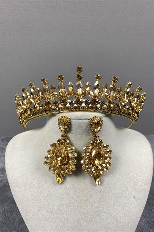 Pedro Stone Bridal Henna Crown And Earring Set