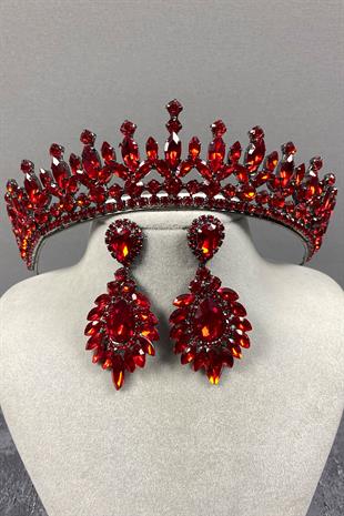 Pedro Stone Bridal Henna Crown And Earring Set