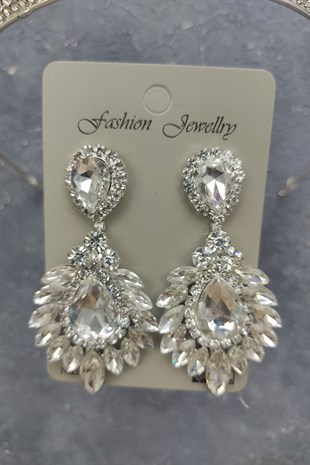 Pegasi Model Gelin Tacı Ve Damla Mekik Taşlı Küpe