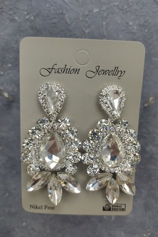 Pegasi Model Bridal Crown And Stud Earrings With Drop Stone