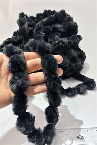 Peluş Şerit Ponpon,Tavşan Kuyruğu Ponpon,Peluş Ponpon 1 mt
