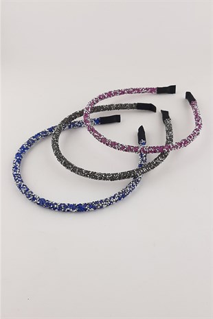 Pembe Antrasit Saks Mavisi 3lü Taşlı Taç