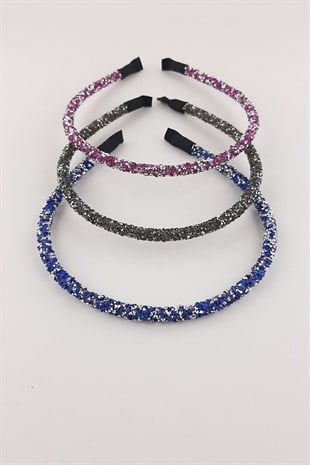 Pembe Antrasit Saks Mavisi 3lü Taşlı Taç