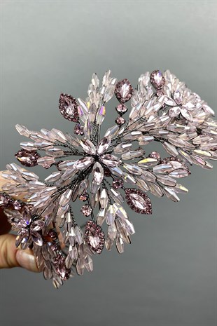 Pink Arden Beaded Bridal Tiara Headband Accessory