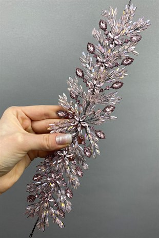 Pink Arden Beaded Bridal Tiara Headband Accessory