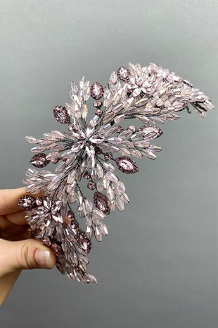 Pink Arden Beaded Bridal Tiara Headband Accessory