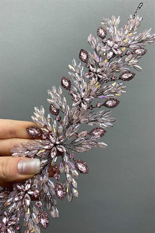 Pink Arden Beaded Bridal Tiara Headband Accessory