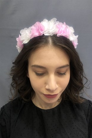 تاج زهرة الليزر الوردي والأبيض