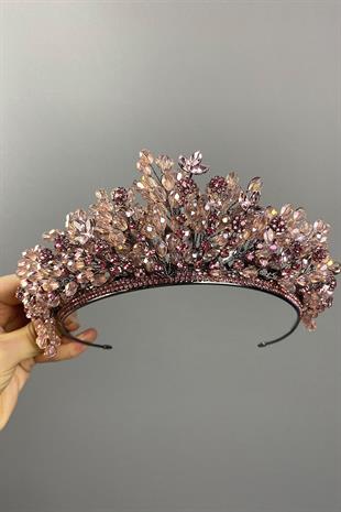 Pink Beaded Akspring Bridal Henna Crown