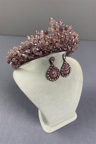 Pink Beaded Akspring Bridal Henna Crown