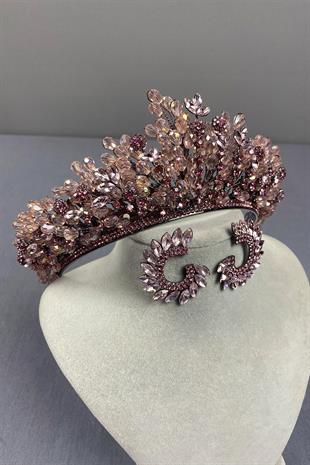 Pink Beaded Akspring Bridal Henna Crown