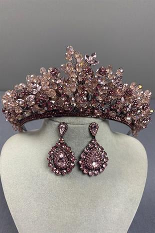 Pink Beaded Akspring Bridal Henna Crown