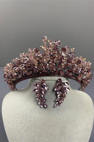 Pink Beaded Akspring Bridal Henna Crown