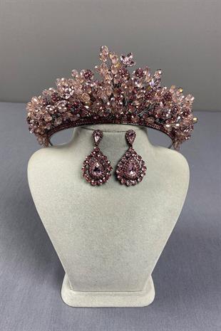Pink Beaded Akspring Bridal Henna Crown