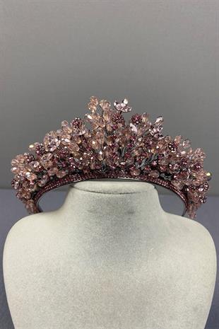 Pink Beaded Akspring Bridal Henna Crown