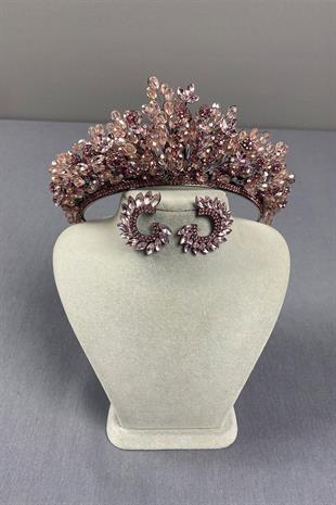 Pink Beaded Akspring Bridal Henna Crown